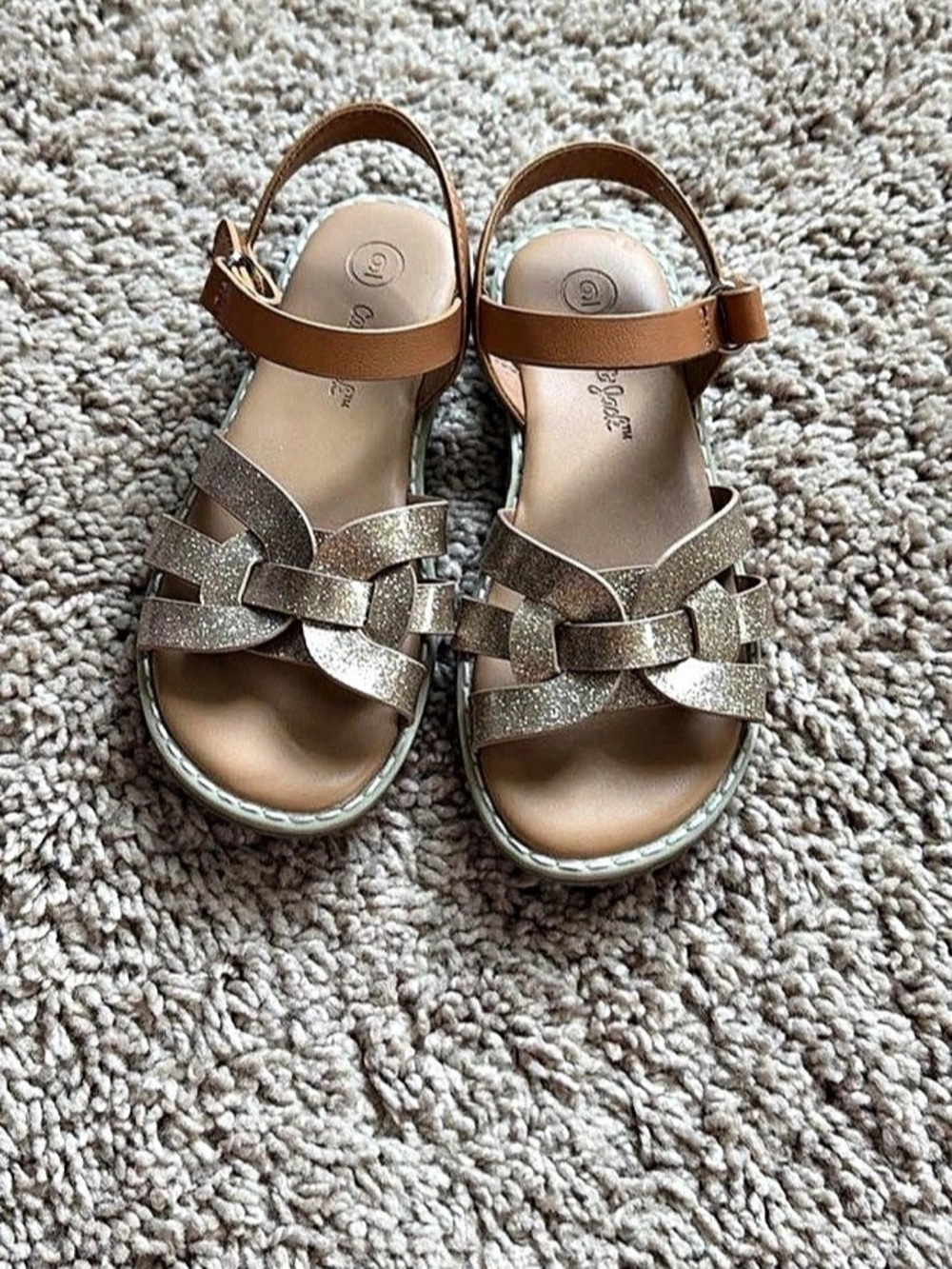 Cat & Jack Toddler Gold Glitter Strappy Sandals